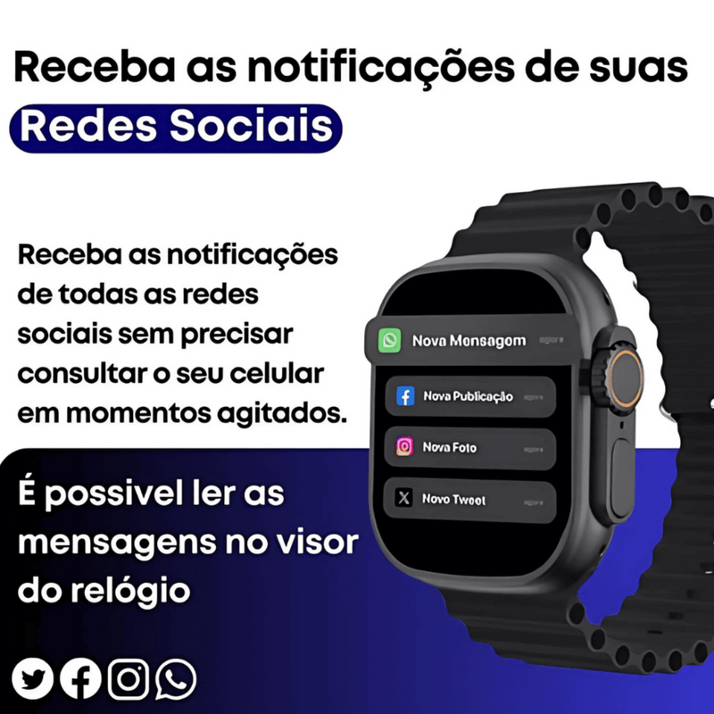 Relógio Inteligente + 7 Pulseiras - Ortrium